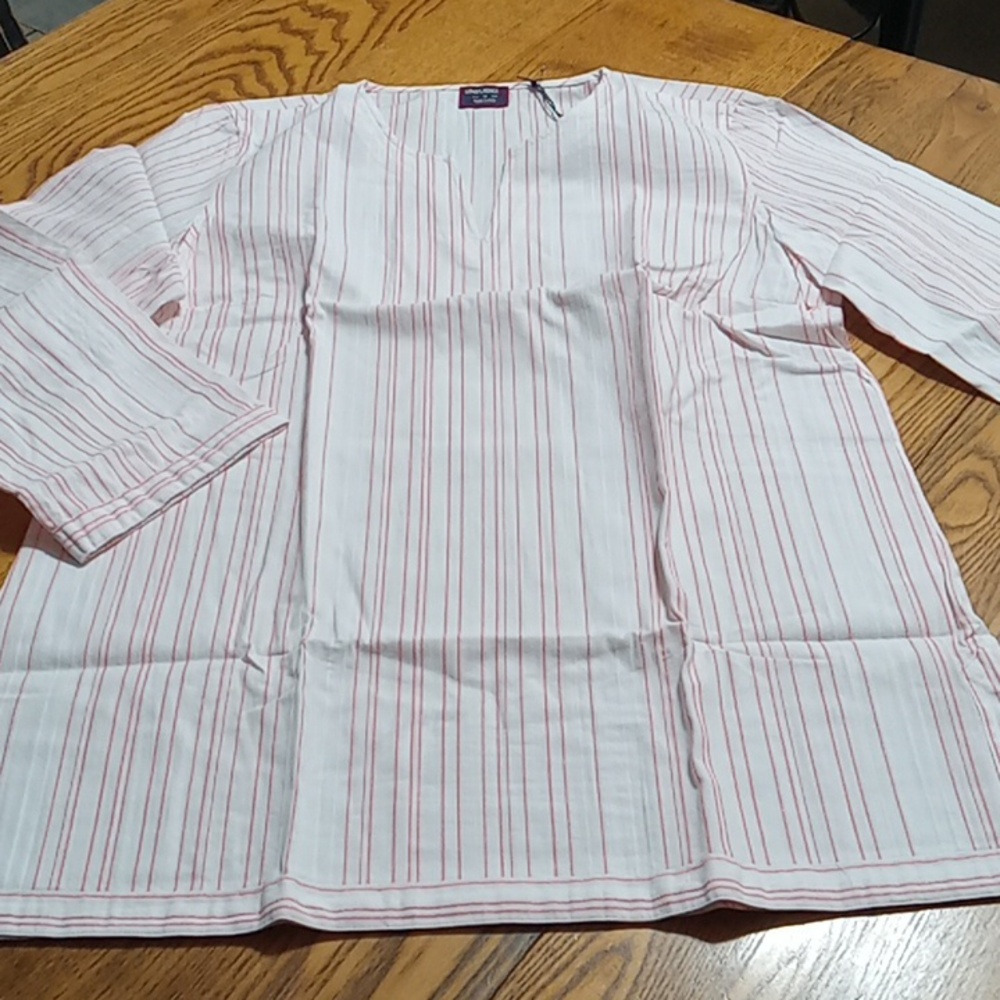Untuckit Womens 2 NEW Shirt Top  STRIPPED DURFORT Long Sleeves COTTON Casual
